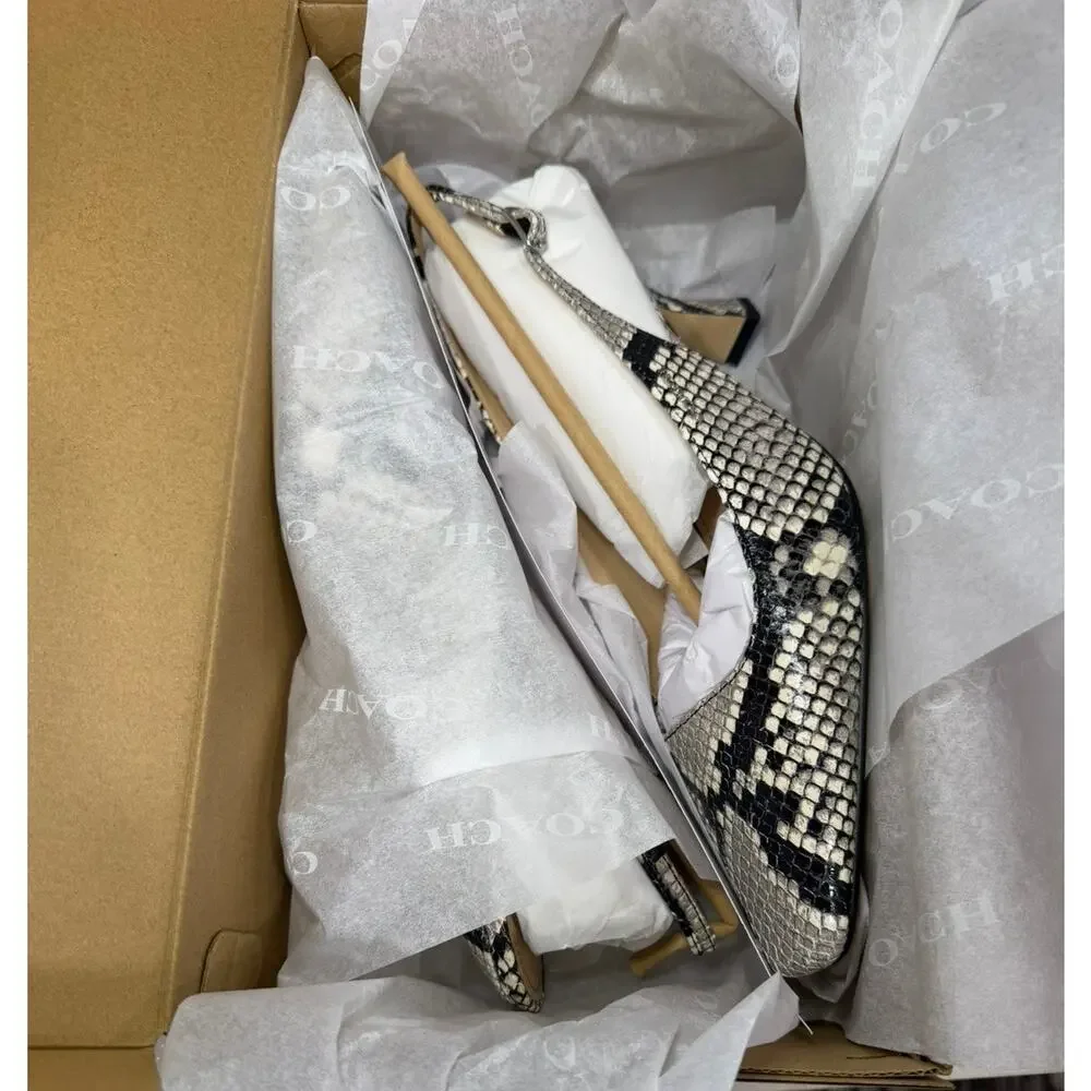 NWT Coach CDG08 Snake Print Slingback Heel Size 9B